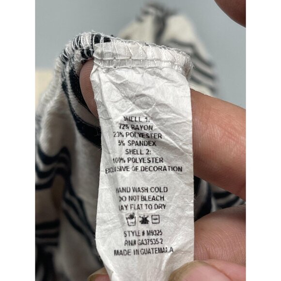 faith and joy 3/4 sleeve shirt striped ivory black button up sleeve small READ - Picture 14 of 15